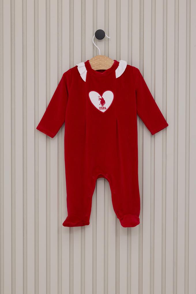Kız Bebek Kırmızı Fırfır Yaka Tulum