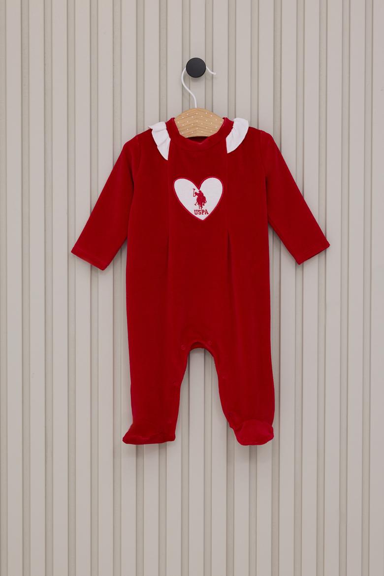 Kız Bebek Kırmızı Fırfır Yaka Tulum