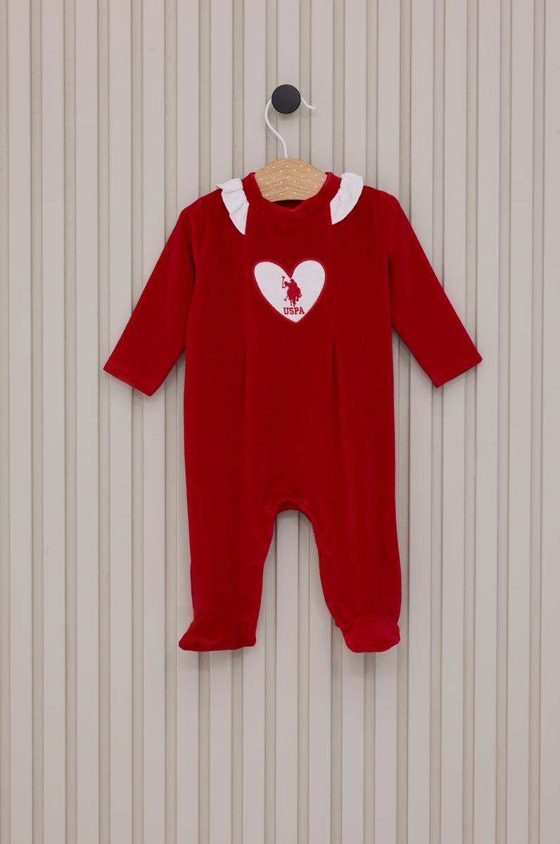 Kız Bebek Kırmızı Fırfır Yaka Tulum