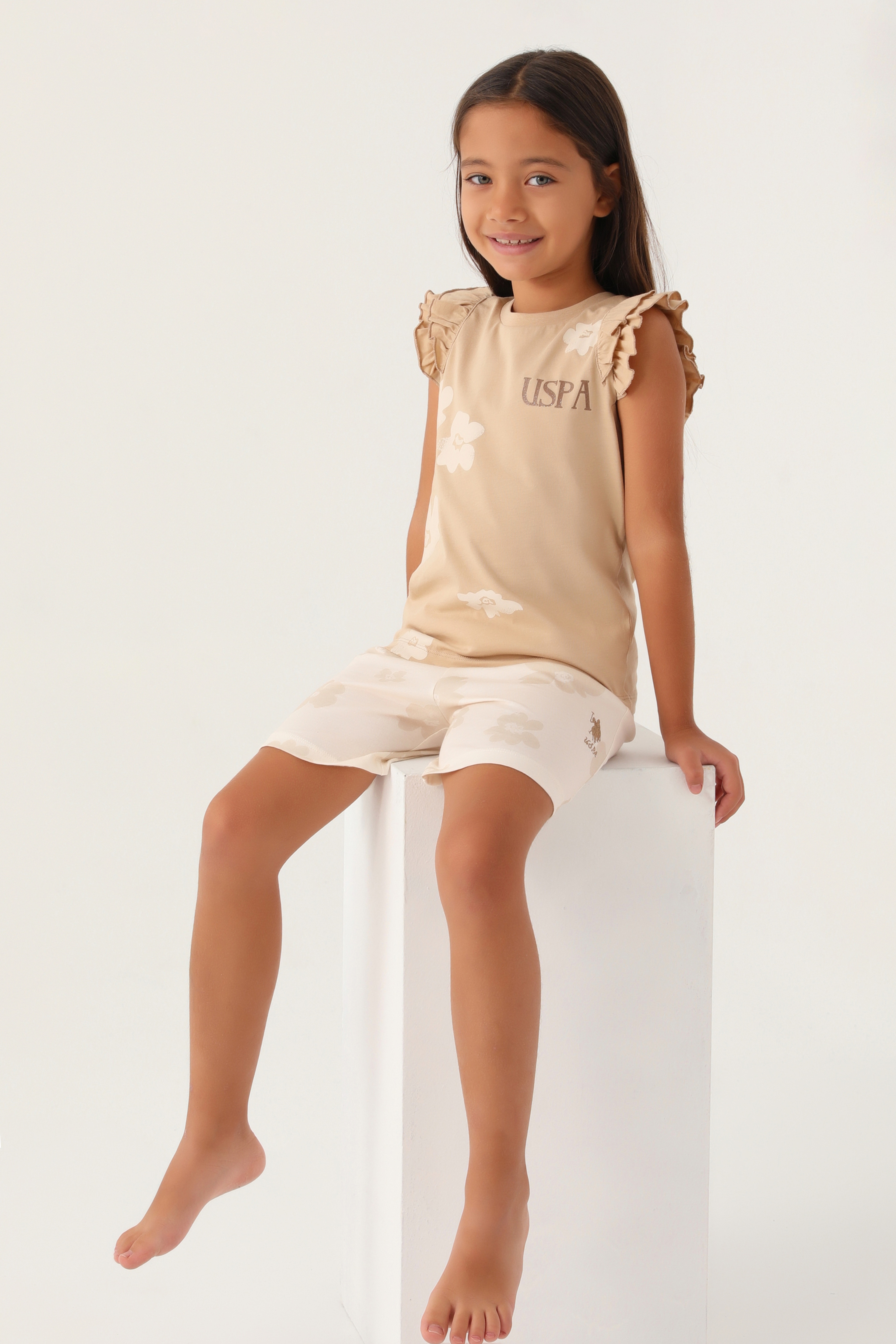 Kız Çocuk Bej Pijama Takımı