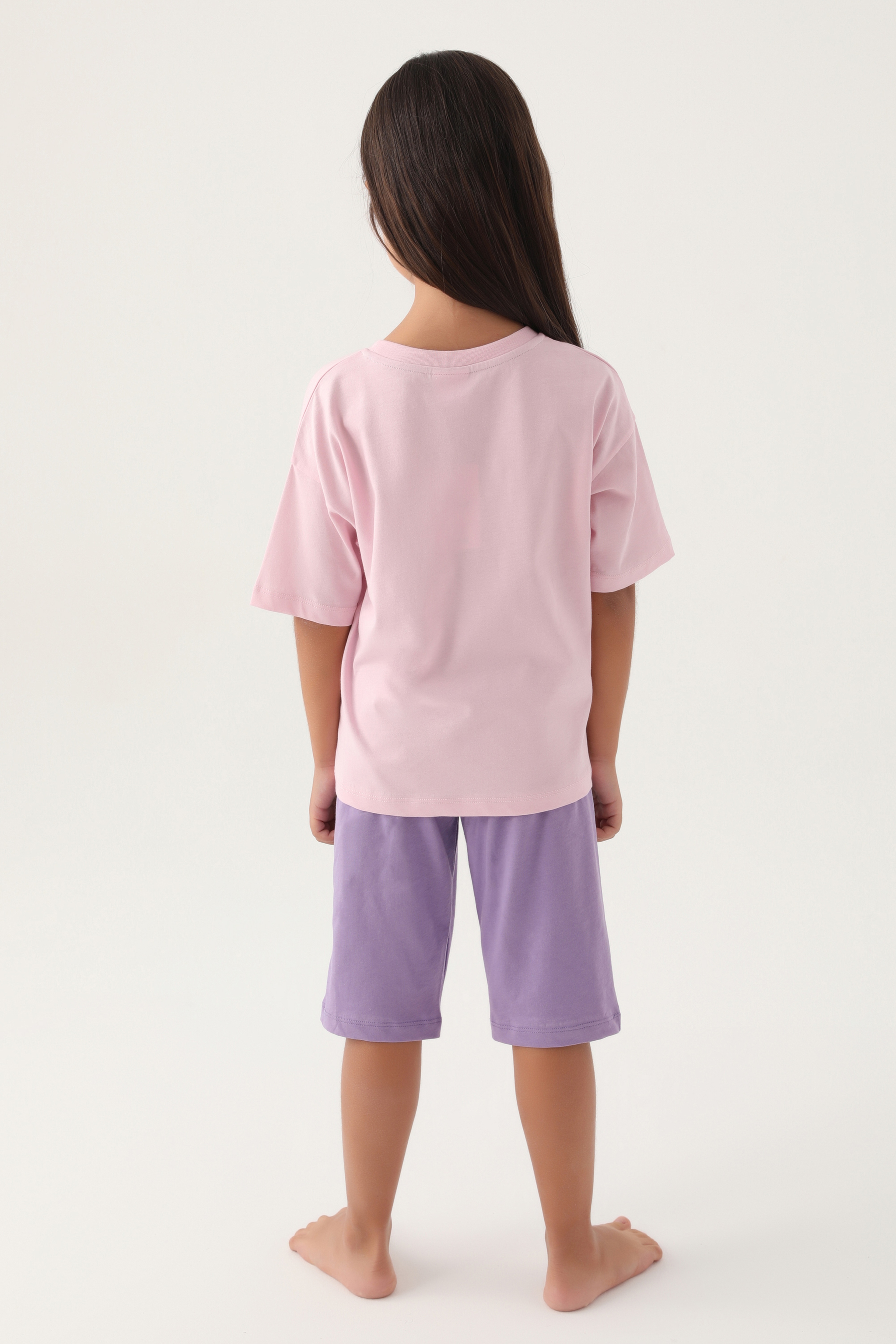 Kız Çocuk Toz Pembe Capri Alt Üst Takım - Image 4