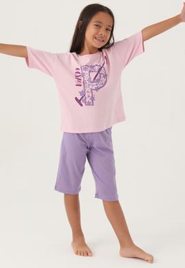 Kız Çocuk Toz Pembe Capri Alt Üst Takım - 50315467001