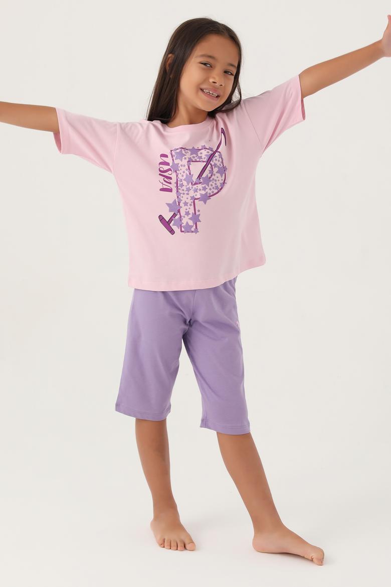 Kız Çocuk Toz Pembe Capri Alt Üst Takım - 50315467001