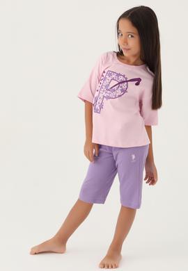 Kız Çocuk Toz Pembe Capri Alt Üst Takım - 50315467001