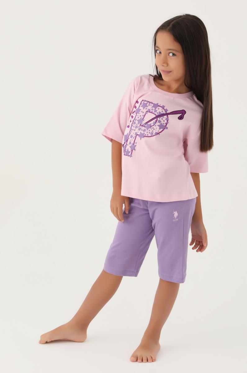 Kız Çocuk Toz Pembe Capri Alt Üst Takım