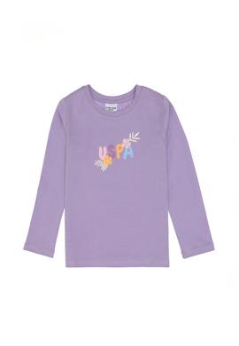 Kız Çocuk Lila Bisiklet Yaka Çiçek Baskılı Uzun Kol Tişört - 50313080001