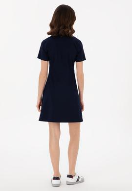 Kadın Lacivert Polo Yaka Mini Boy Örme Elbise - 50305854006