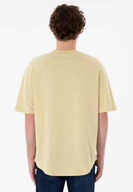 Erkek Long Fit Bisiklet Yaka Açık Haki Basic Tişört - 50305988096