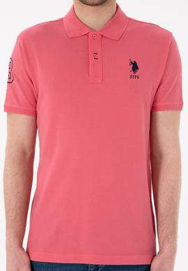 Erkek Slim Fit Polo Yaka Pembe Basic Tişört - 50305929146
