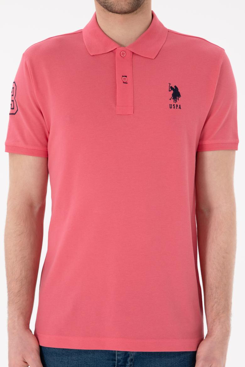 Erkek Slim Fit Polo Yaka Pembe Basic Tişört - 50305929146