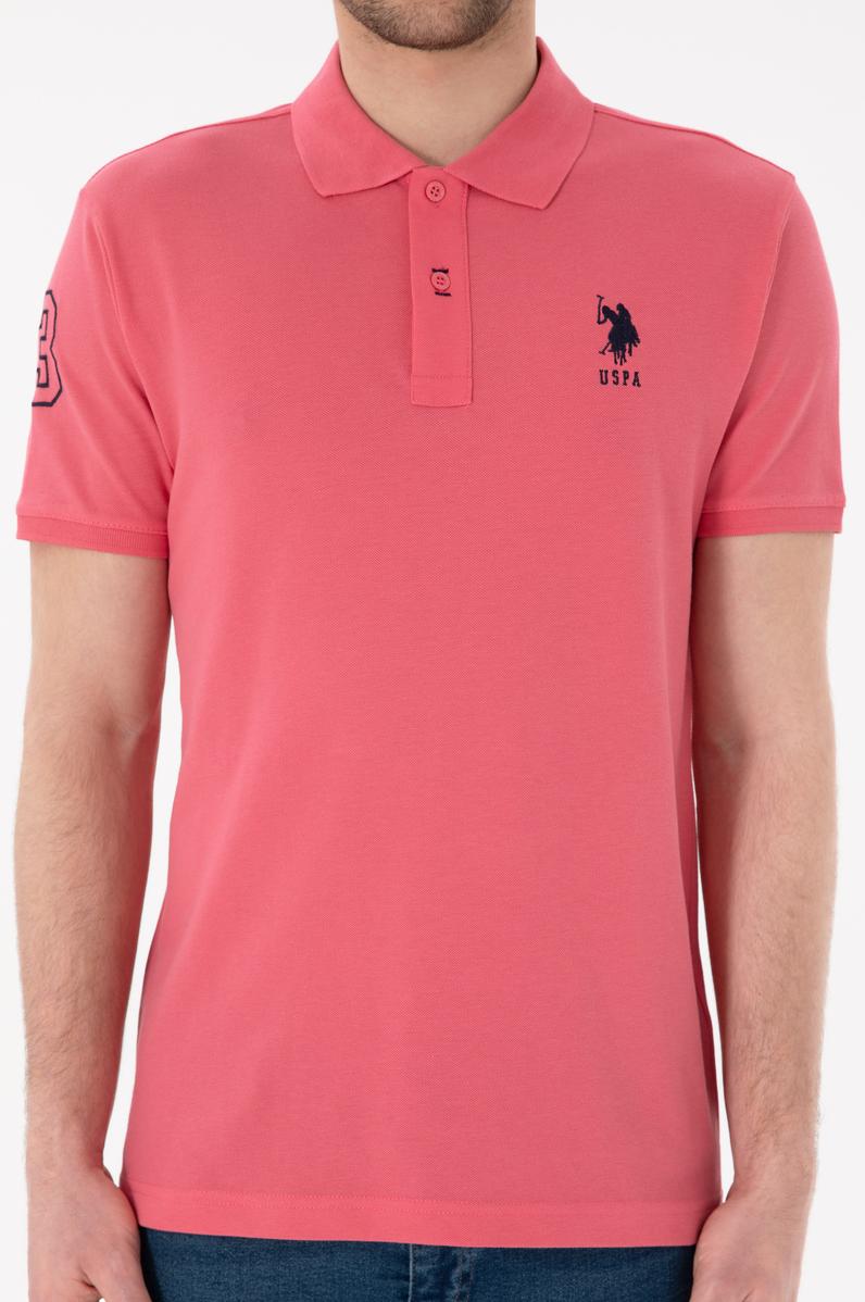 Erkek Slim Fit Polo Yaka Pembe Basic Tişört