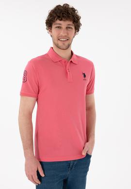 Erkek Slim Fit Polo Yaka Pembe Basic Tişört - 50305929146