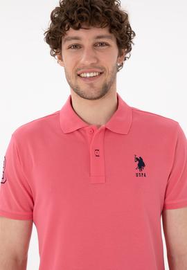 Erkek Slim Fit Polo Yaka Pembe Basic Tişört - 50305929146