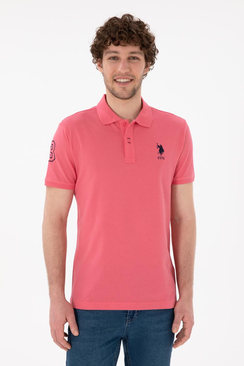 Erkek Slim Fit Polo Yaka Pembe Basic Tişört - 50305929146