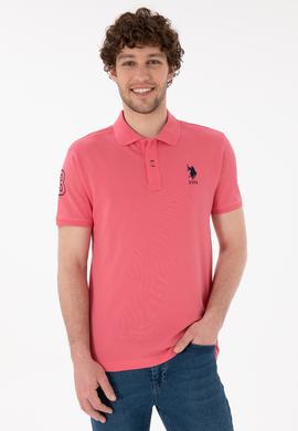 Erkek Slim Fit Polo Yaka Pembe Basic Tişört - 50305929146