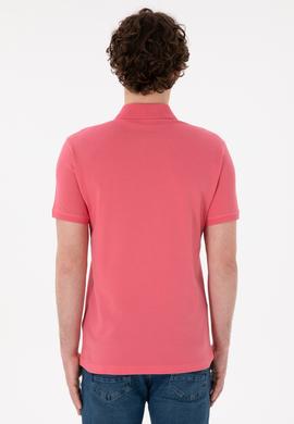 Erkek Slim Fit Polo Yaka Pembe Basic Tişört - 50305929146