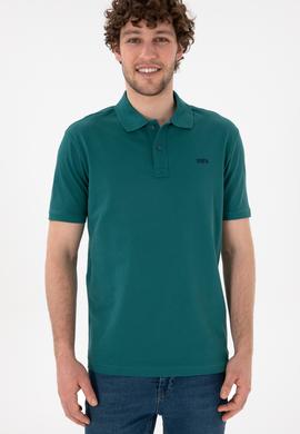 Erkek Regular Fit Polo Yaka Koyu Yeşil Basic Tişört - 50306007068
