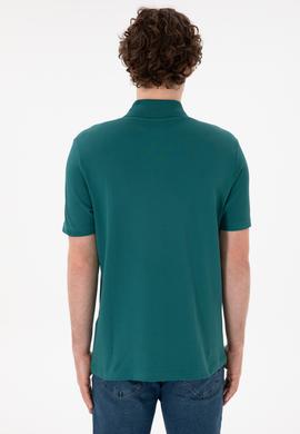 Erkek Regular Fit Polo Yaka Koyu Yeşil Basic Tişört - 50306007068
