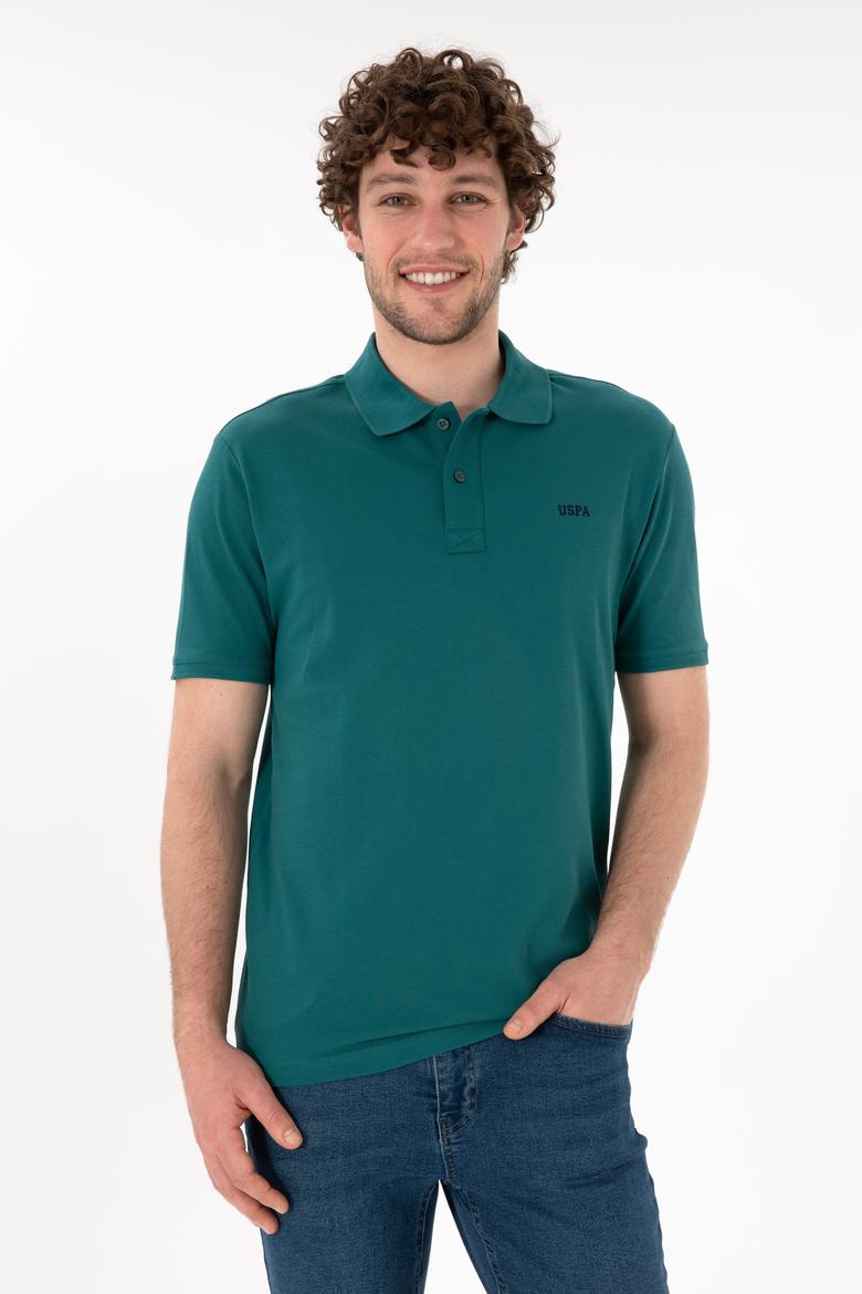 Erkek Regular Fit Polo Yaka Koyu Yeşil Basic Tişört