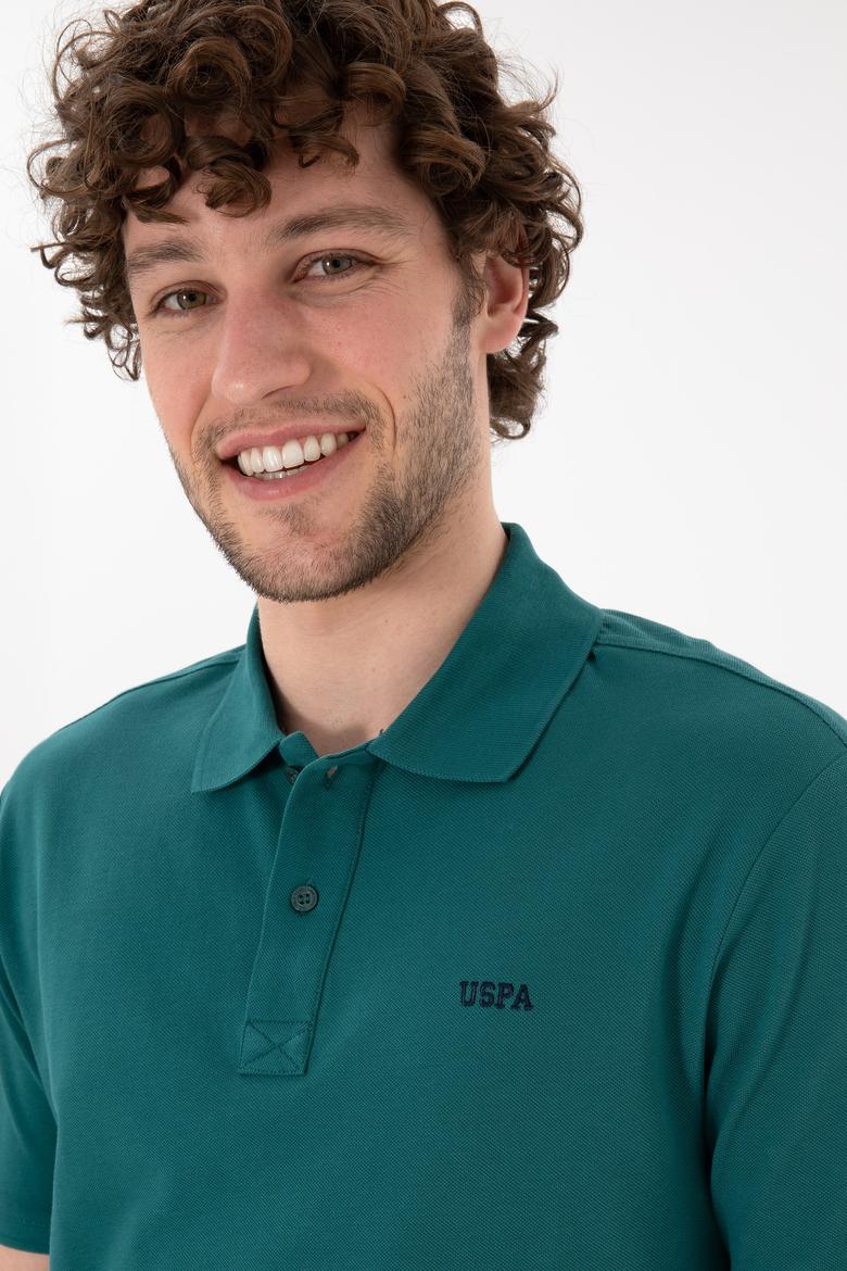 Erkek Regular Fit Polo Yaka Koyu Yeşil Basic Tişört - 50306007068