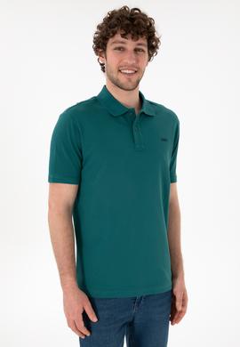 Erkek Regular Fit Polo Yaka Koyu Yeşil Basic Tişört - 50306007068