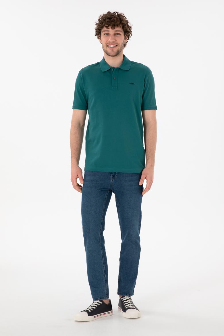 Erkek Regular Fit Polo Yaka Koyu Yeşil Basic Tişört - 50306007068