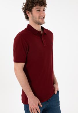 Erkek Regular Fit Polo Yaka Bordo Basic Tişört - 50306007380