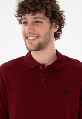 Erkek Regular Fit Polo Yaka Bordo Basic Tişört - 50306007380