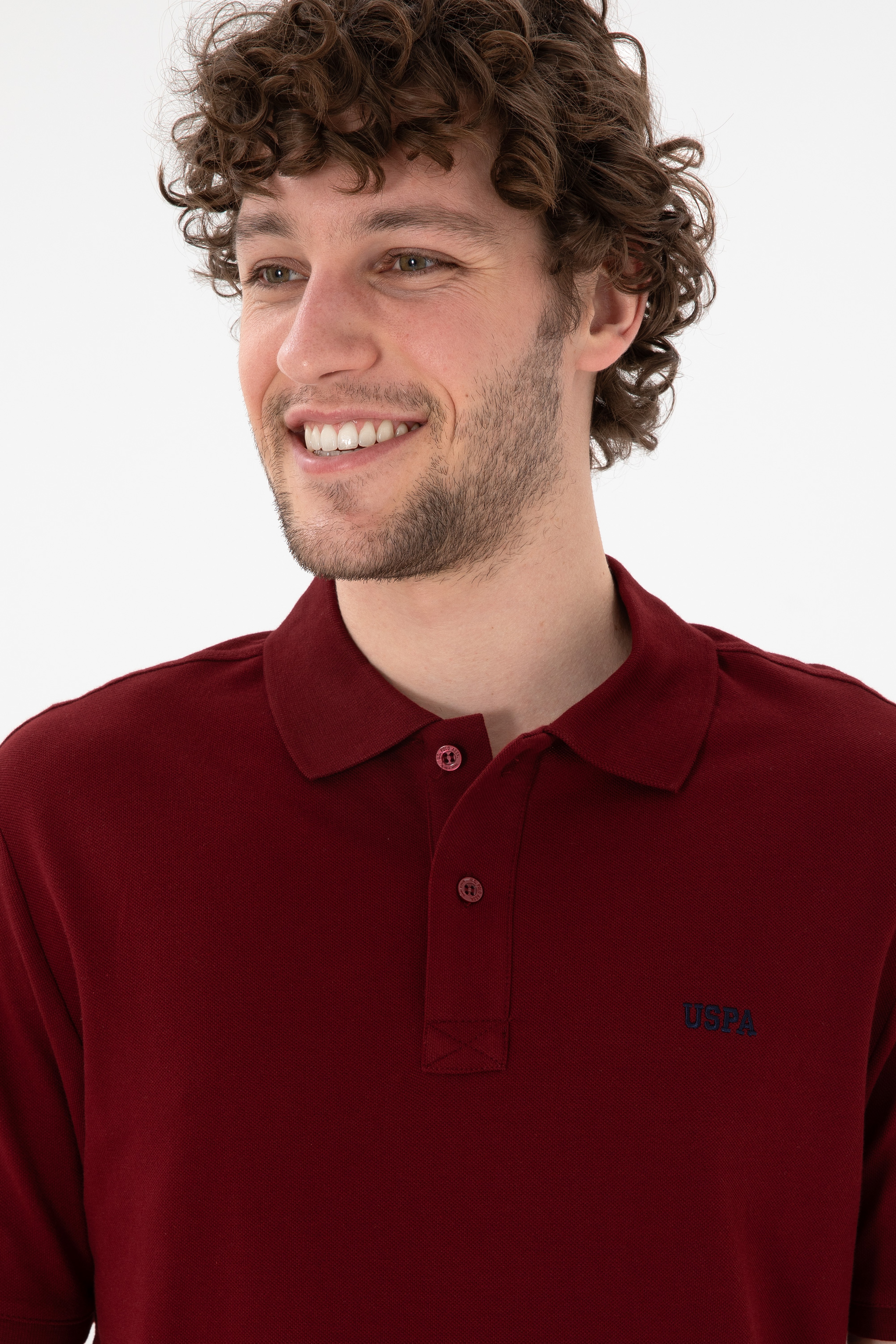 Erkek Regular Fit Polo Yaka Bordo Basic Tişört - Image 3
