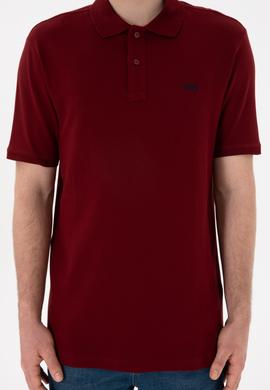 Erkek Regular Fit Polo Yaka Bordo Basic Tişört - 50306007380