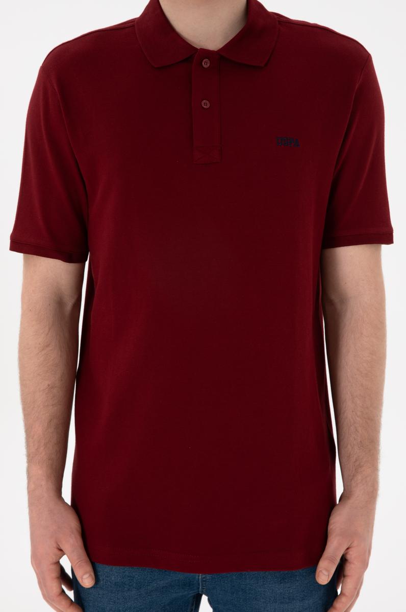 Erkek Regular Fit Polo Yaka Bordo Basic Tişört