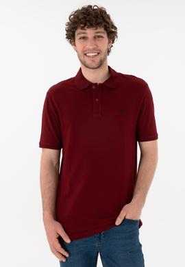 Erkek Regular Fit Polo Yaka Bordo Basic Tişört - 50306007380