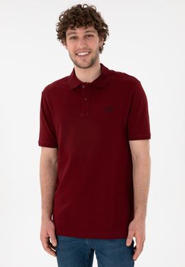 Erkek Regular Fit Polo Yaka Bordo Basic Tişört - 50306007380