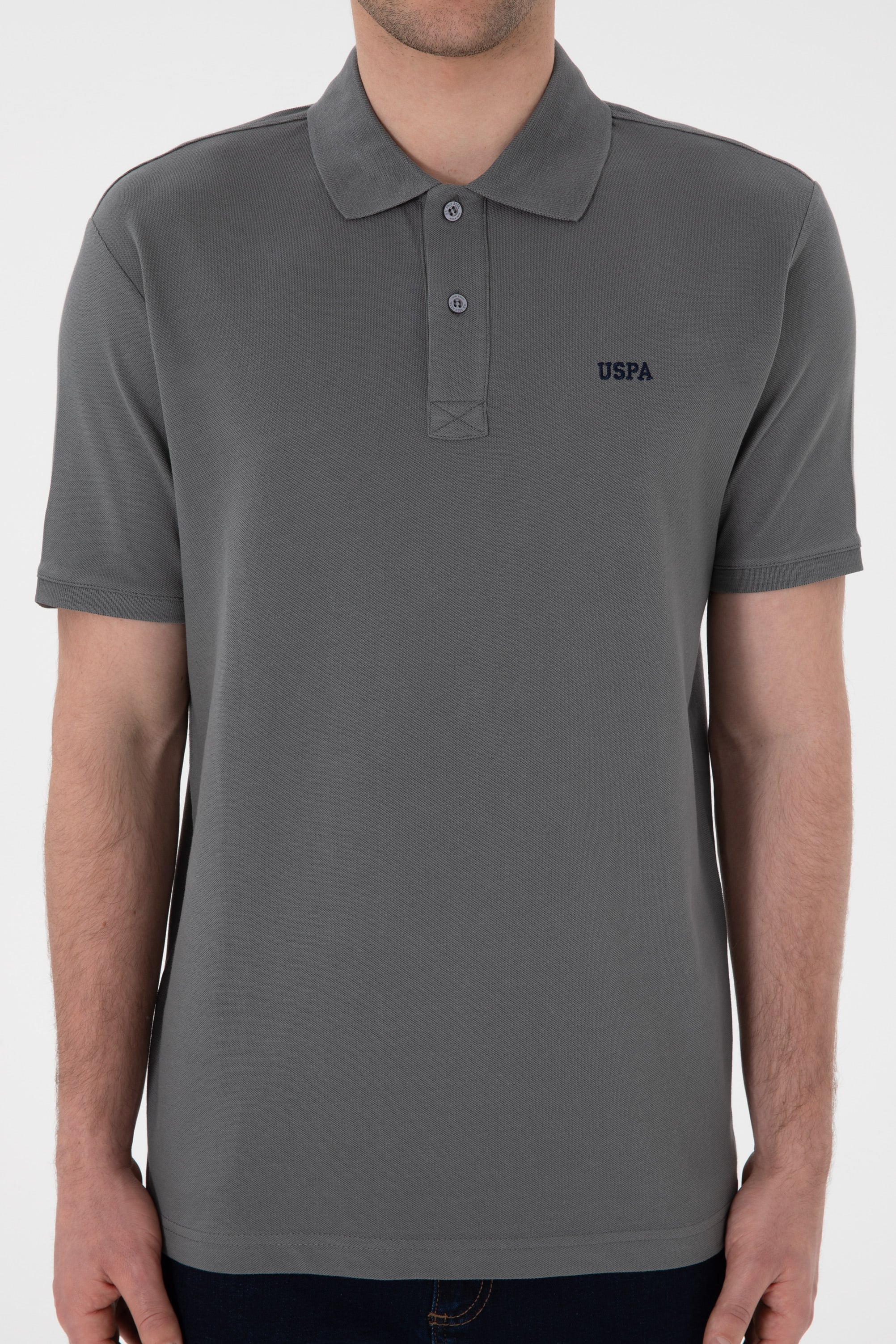 Erkek Regular Fit Polo Yaka Gri Basic Tişört - Image 7