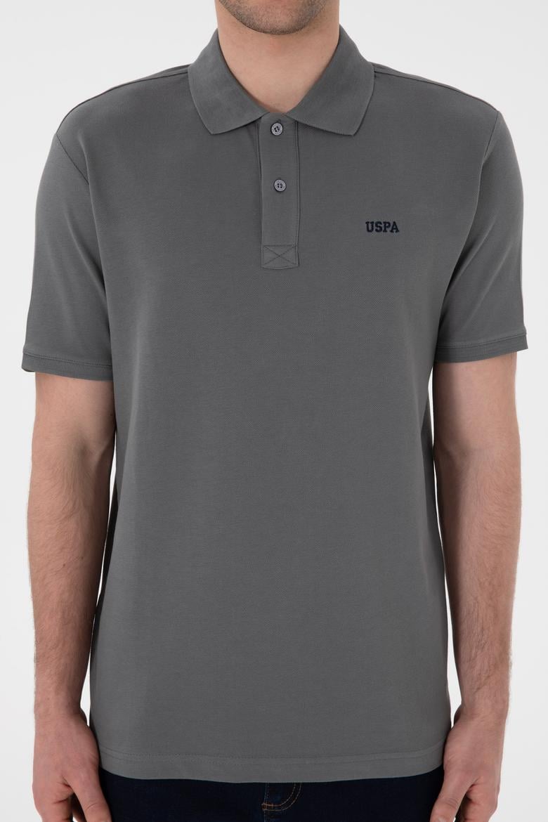 Erkek Regular Fit Polo Yaka Gri Basic Tişört - 50306007398