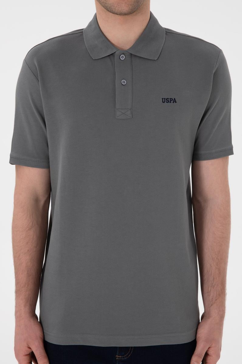 Erkek Regular Fit Polo Yaka Gri Basic Tişört
