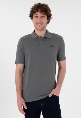 Erkek Regular Fit Polo Yaka Gri Basic Tişört - 50306007398