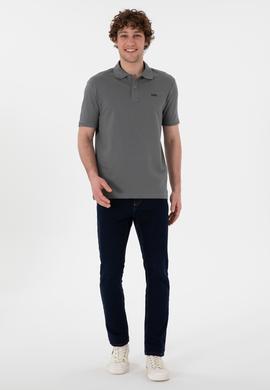 Erkek Regular Fit Polo Yaka Gri Basic Tişört - 50306007398
