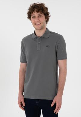 Erkek Regular Fit Polo Yaka Gri Basic Tişört - 50306007398