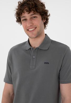 Erkek Regular Fit Polo Yaka Gri Basic Tişört - 50306007398