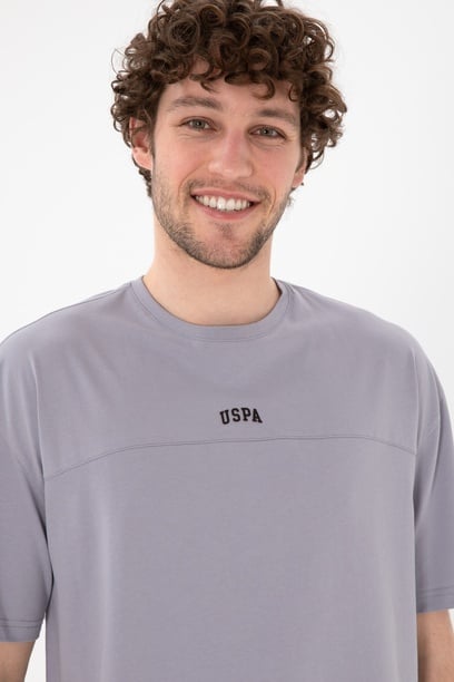 Erkek Comfort Fit Bisiklet Yaka Gri Tişört