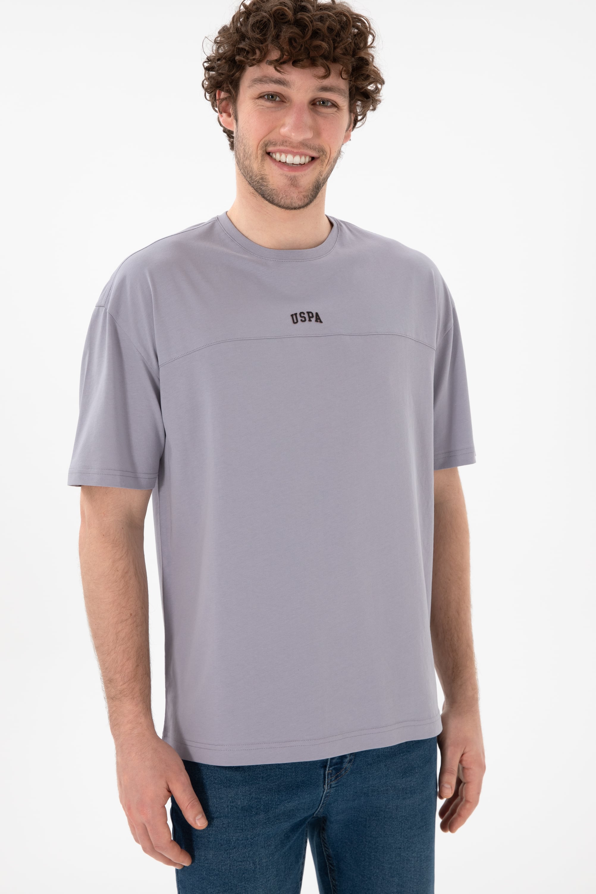 Erkek Comfort Fit Bisiklet Yaka Gri Tişört - Image 4