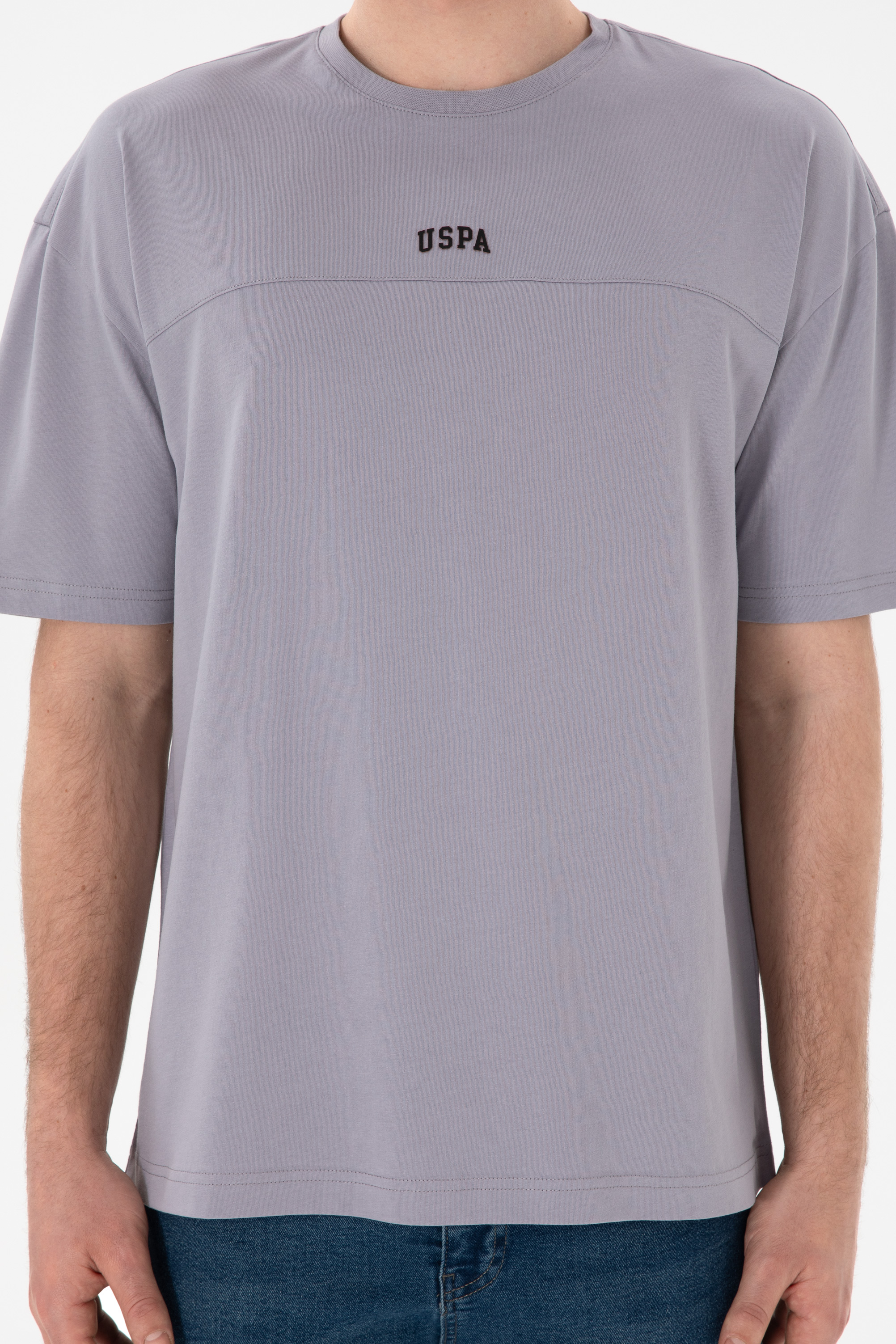 Erkek Comfort Fit Bisiklet Yaka Gri Tişört - Image 7
