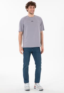 Erkek Comfort Fit Bisiklet Yaka Gri Tişört - 50306017077