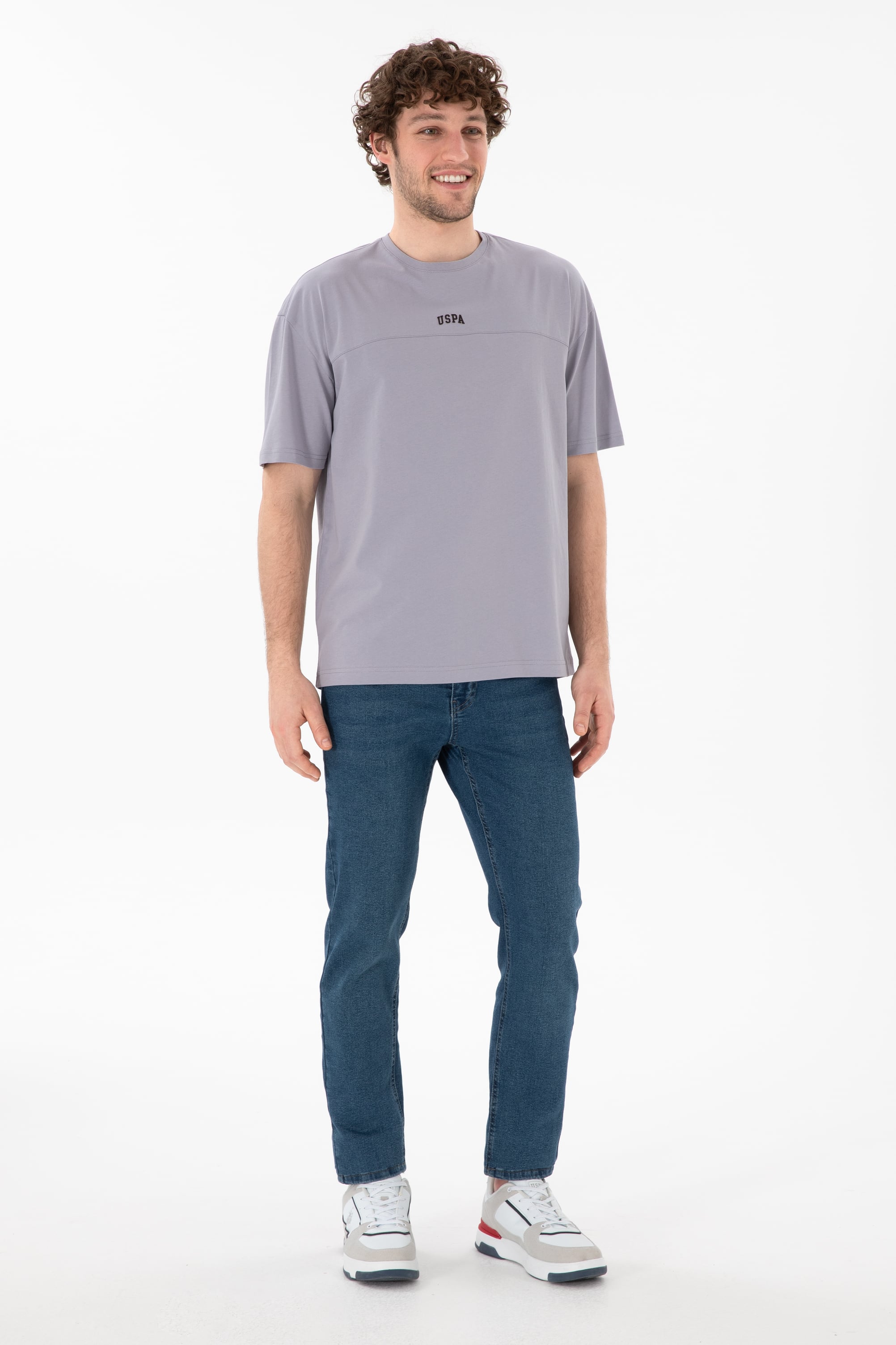 Erkek Comfort Fit Bisiklet Yaka Gri Tişört - Image 5