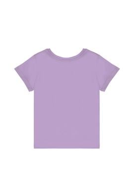 Kız Çocuk Lila Bisiklet Yaka Baskılı Pamuk Tişört - 50306214009
