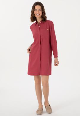 Kadın Vişne Mini Boy Dokuma Elbise - 50301228052