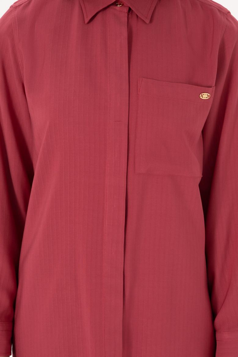 Kadın Vişne Mini Boy Dokuma Elbise - 50301228052