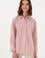 Kadın Pudra Uzun Kollu Çizgili Tunik Gömlek