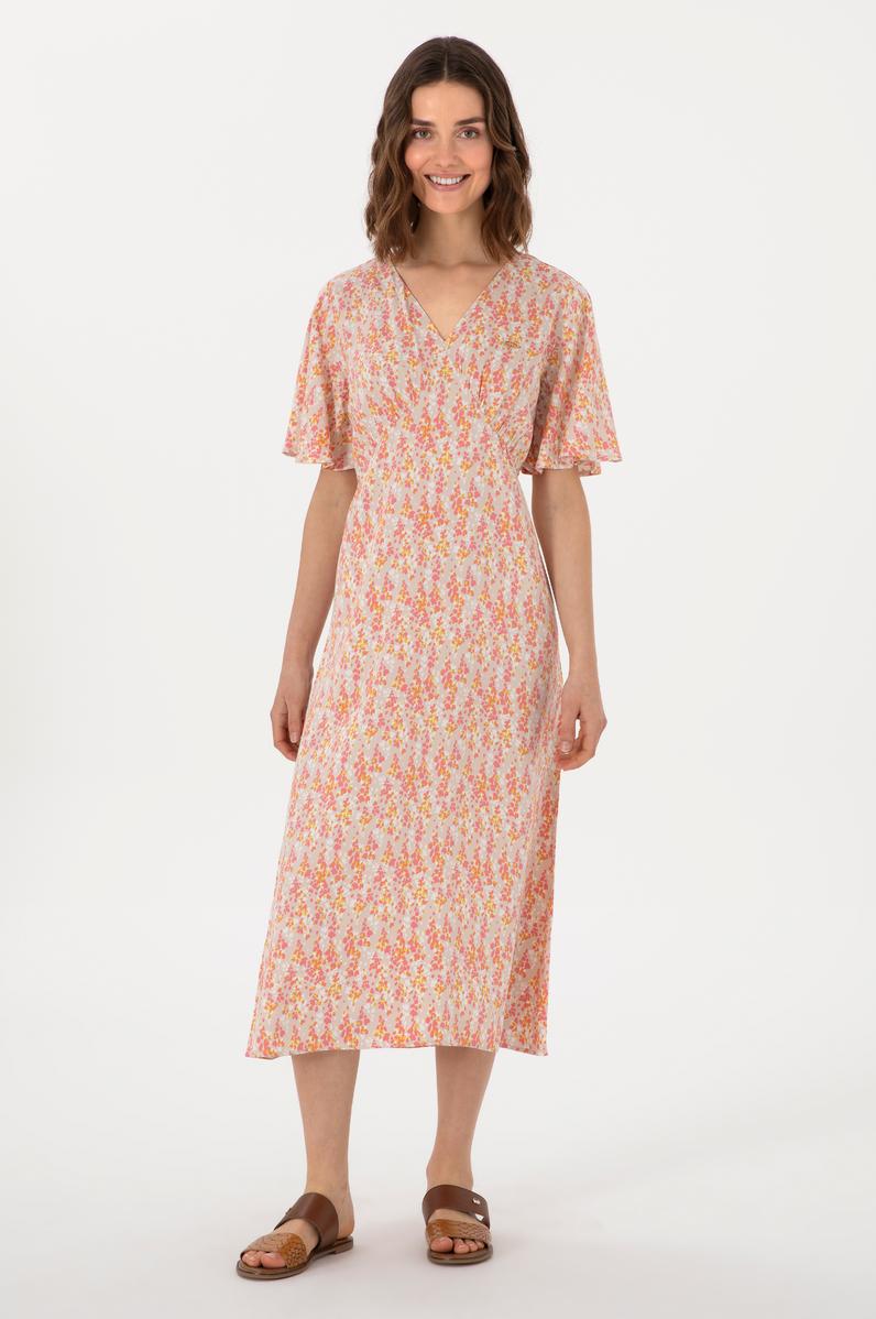 Kadın Açık Haki Midi Boy Dokuma Elbise